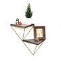 Hanah Home Wr075 Estantería de Pared de Madera Maciza Nogal y Dorado